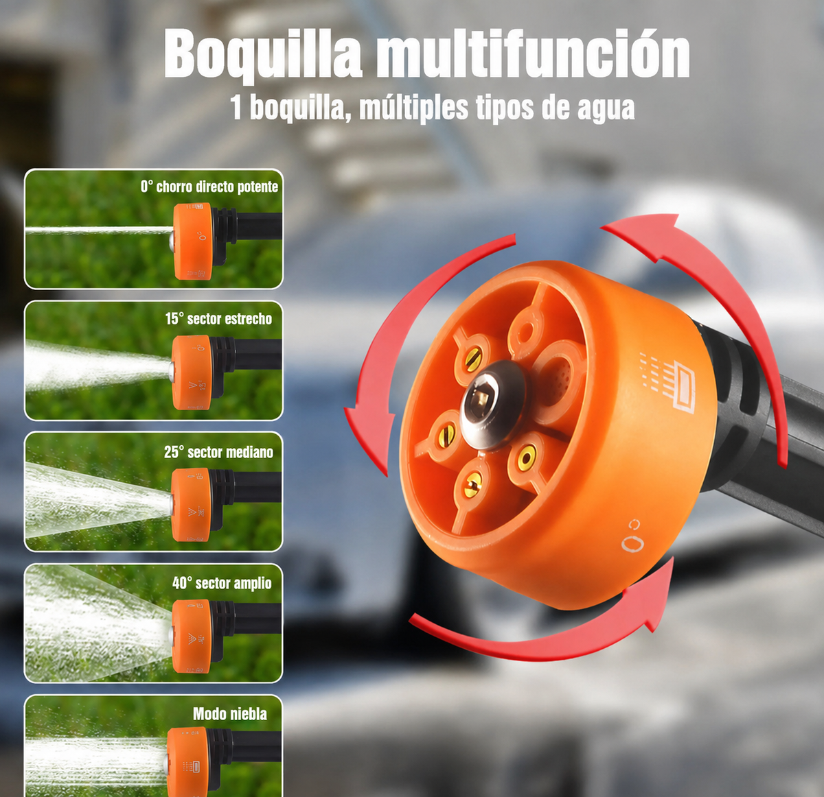 Hidro-limpiadora de alta presión portátil para limpieza de coches, suelos y jardines.