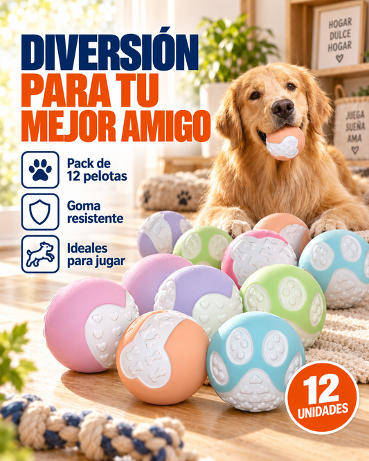 12 Pelotas de goma para perros