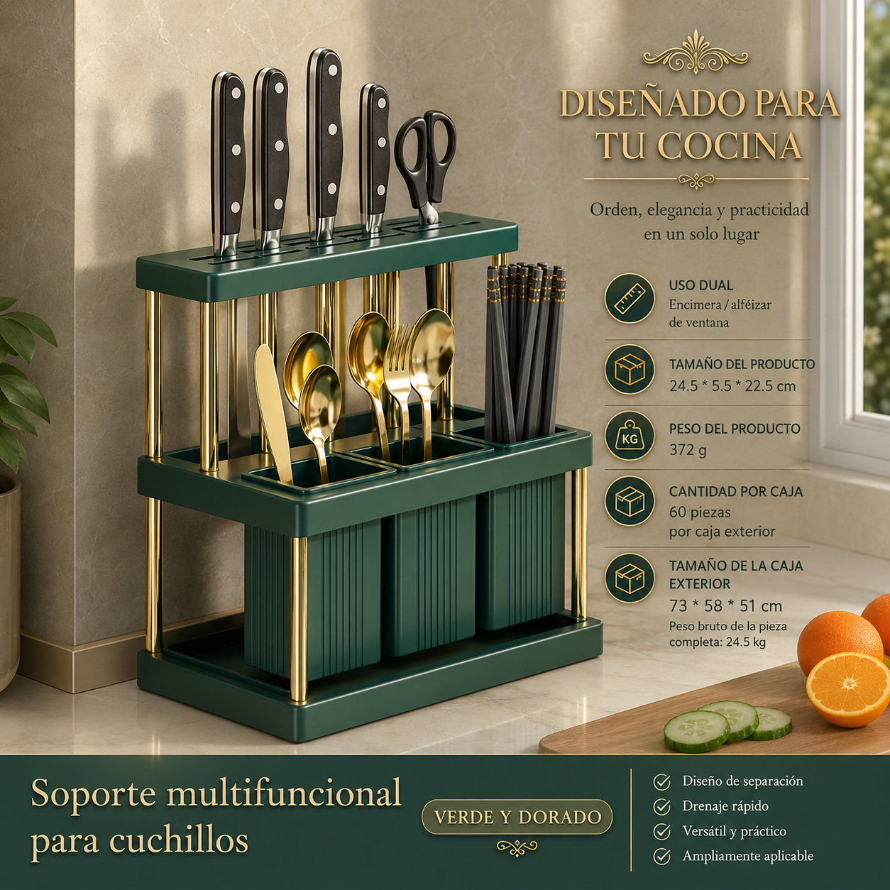 Soporte organizador de cocina