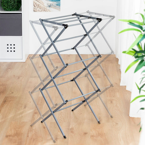 Tendedero metálico plegable y extensible con 3 niveles