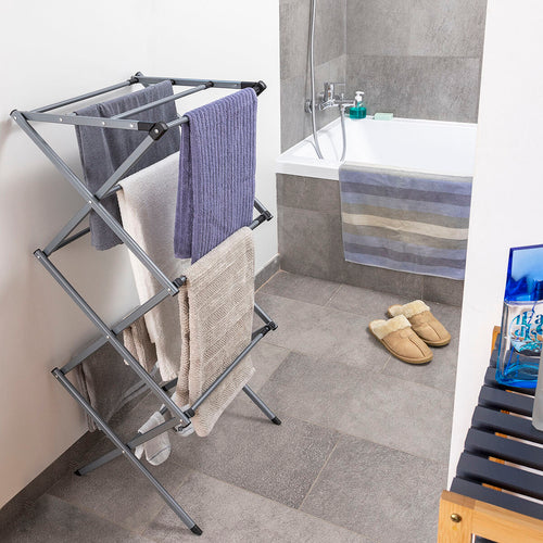 Tendedero metálico plegable y extensible con 3 niveles