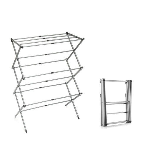 Tendedero metálico plegable y extensible con 3 niveles