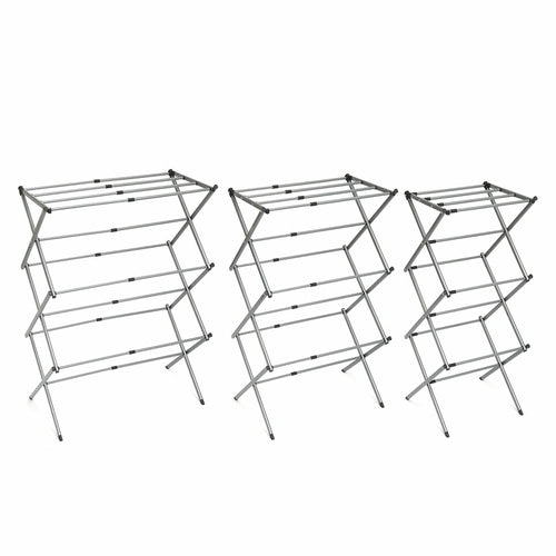 Tendedero metálico plegable y extensible con 3 niveles