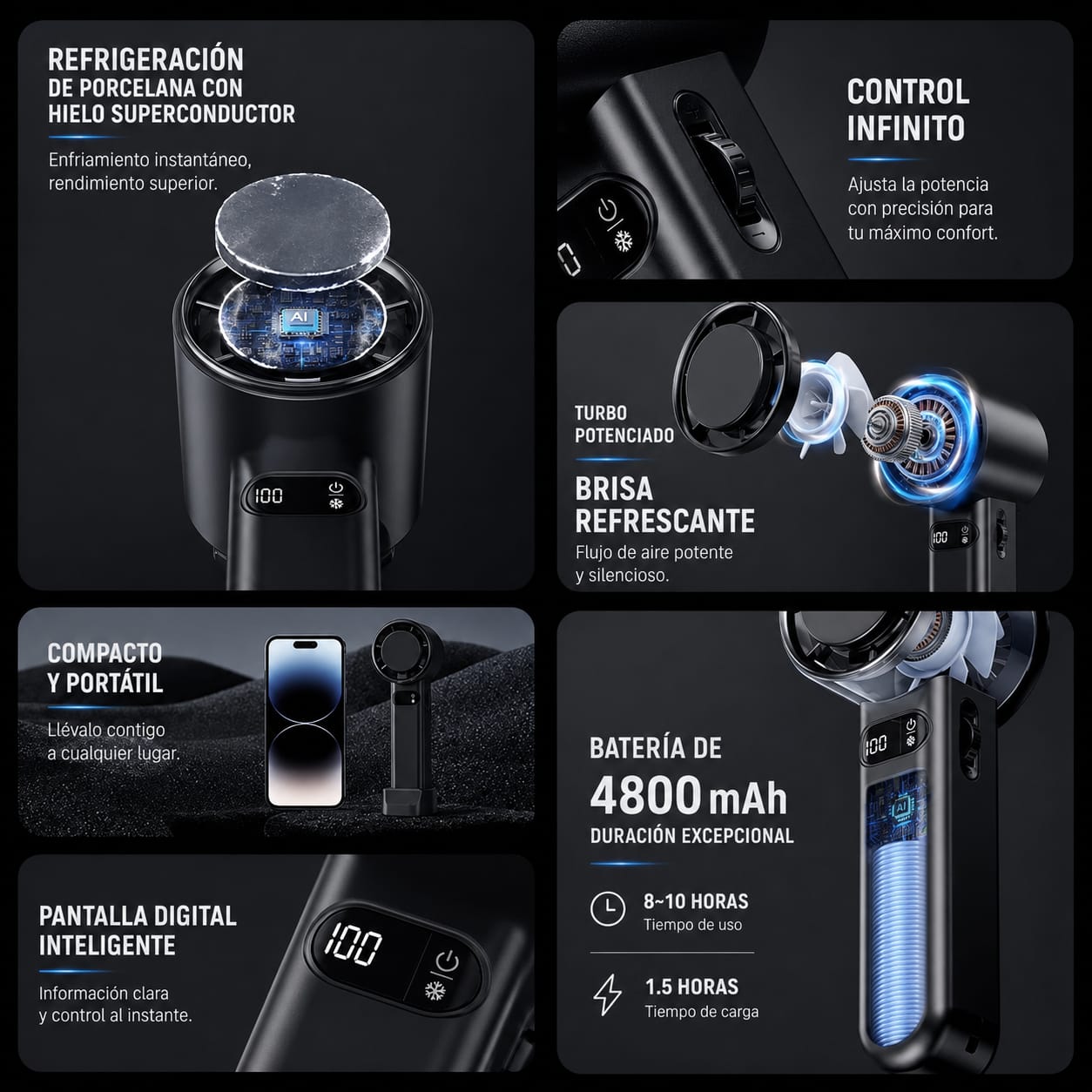 Ventilador de Mano Portátil USB con Batería