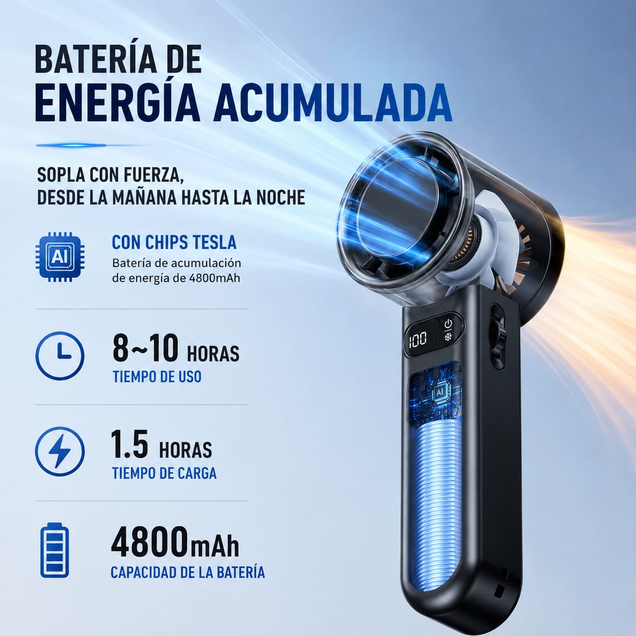 Ventilador de Mano Portátil USB con Batería