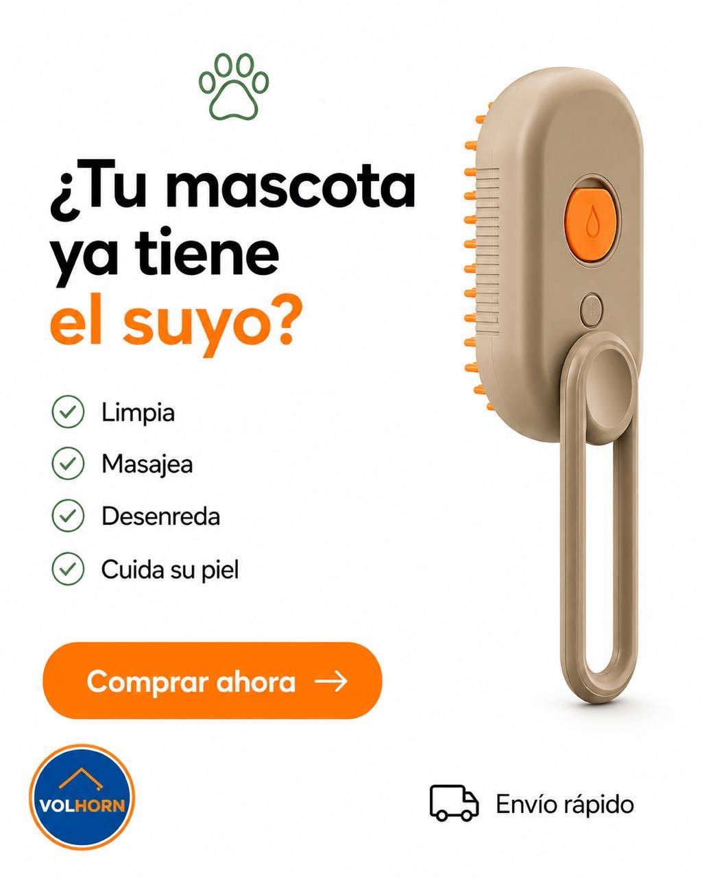 Cepillo de vapor para gatos y perros