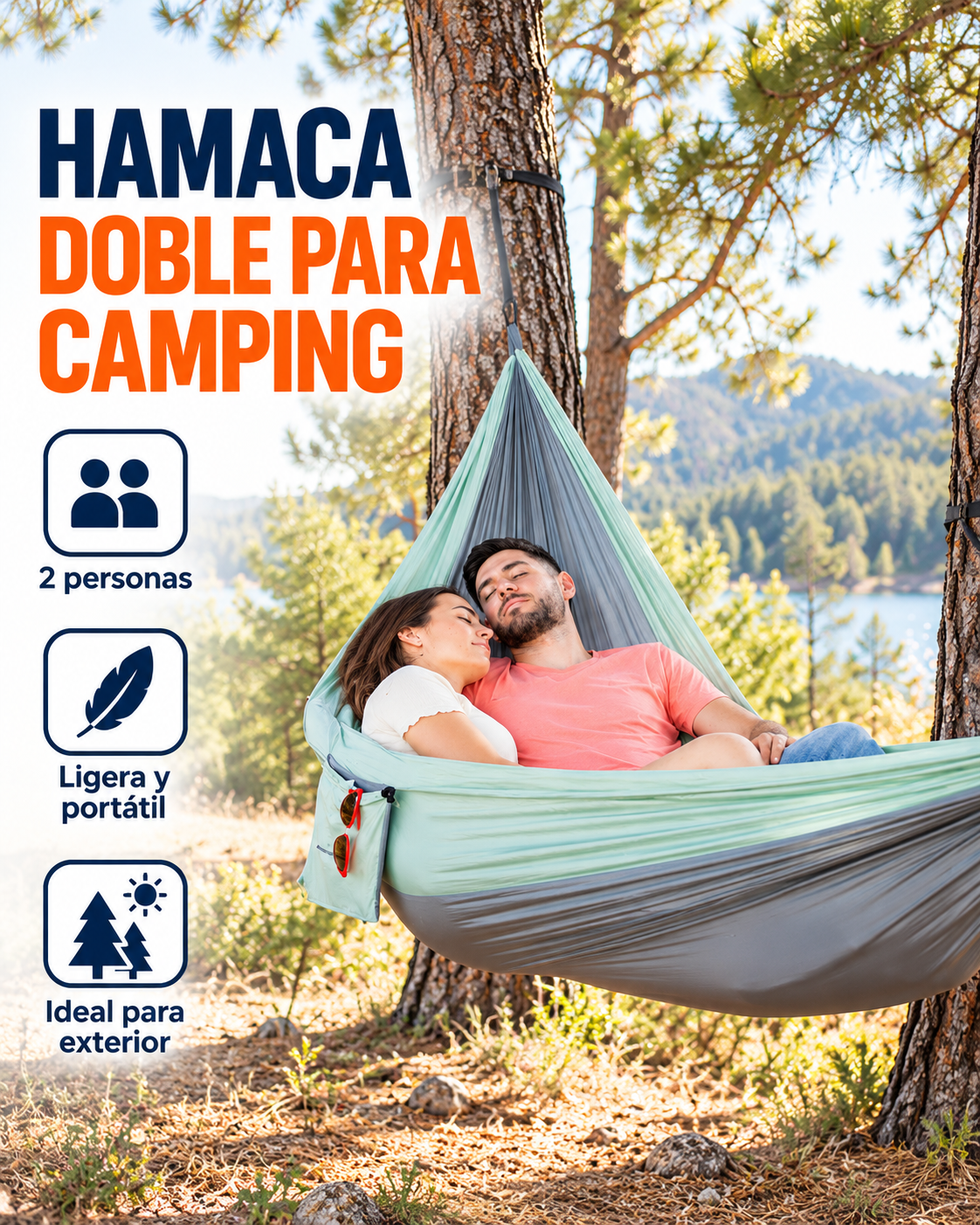 Hamaca doble para camping