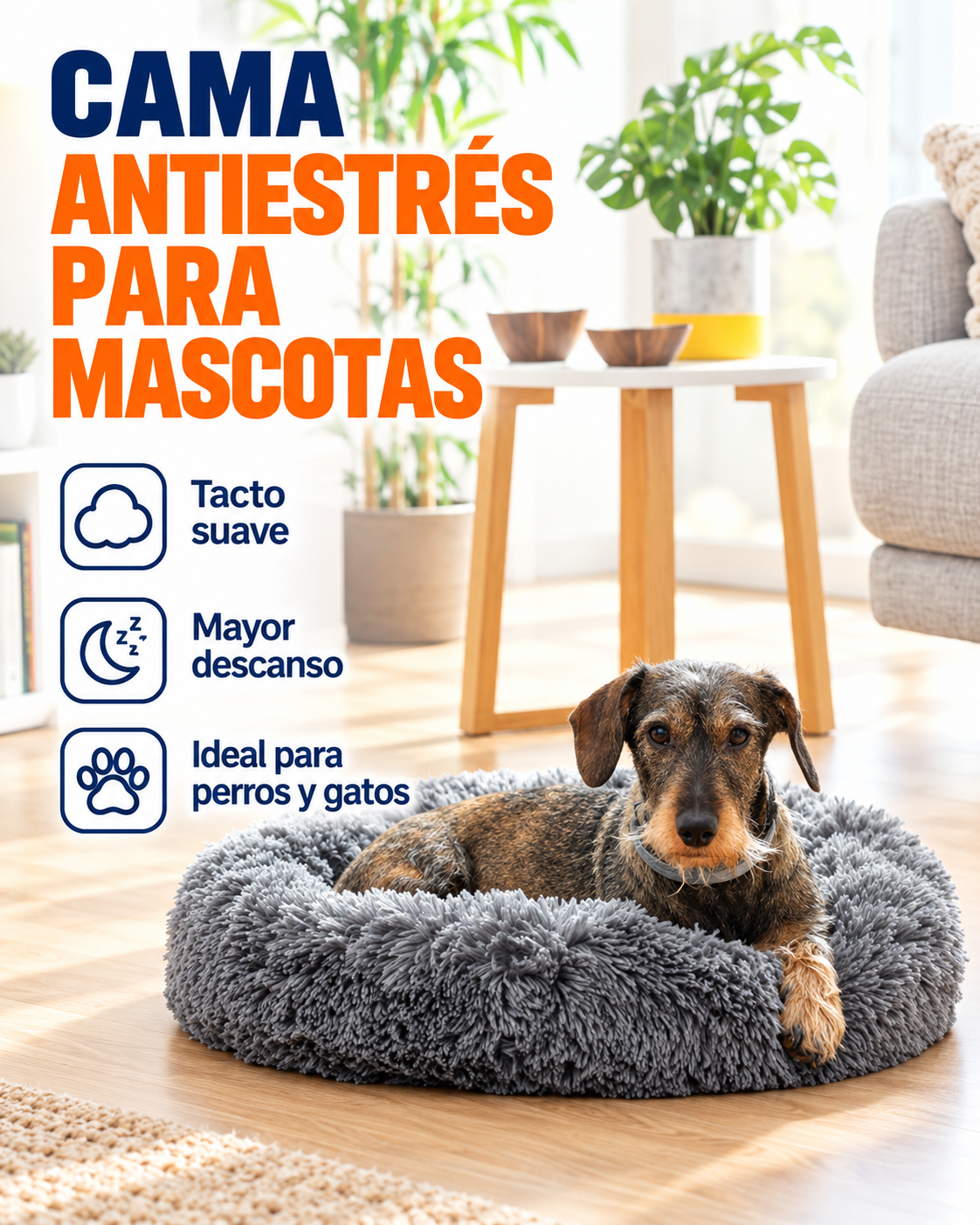 Cama antiestrés para mascotas Ø 60 cm